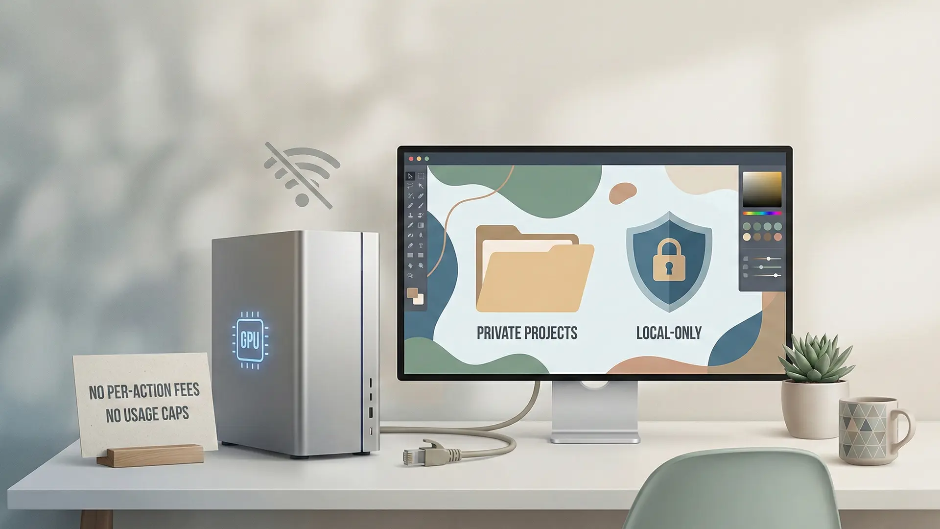 Local GPU Generation for Coloring Books: Privacy, Speed & Cost Control